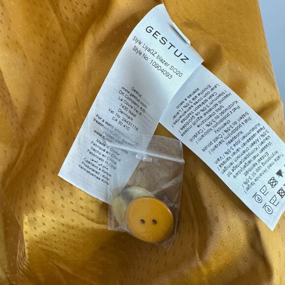 Gestuz LizaGZ Double Breasted Blazer Boxy Fit Relaxed Sz 36Small Mustard Yellow - Picture 11 of 15